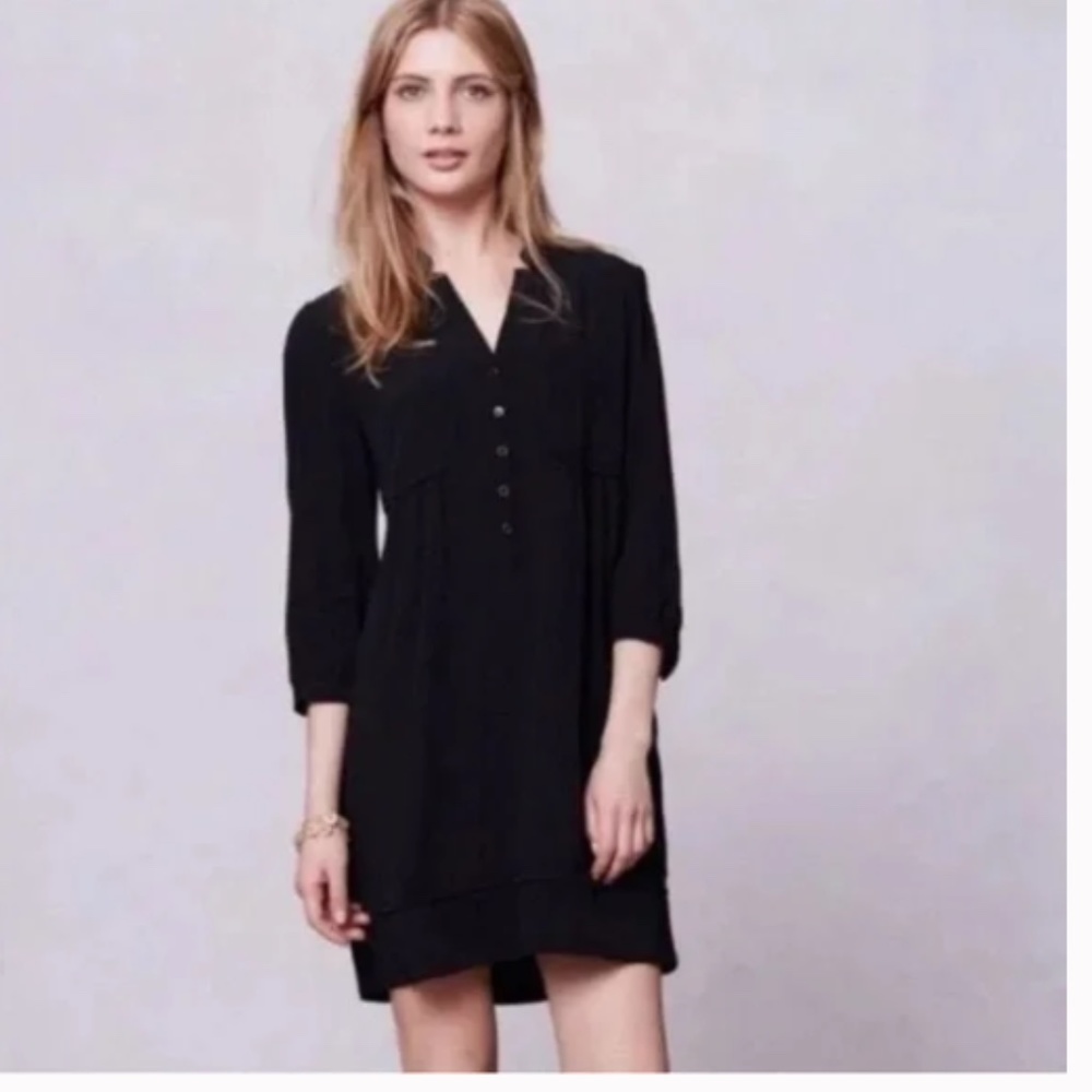 Maeve Black Button-Front Tunic Dress